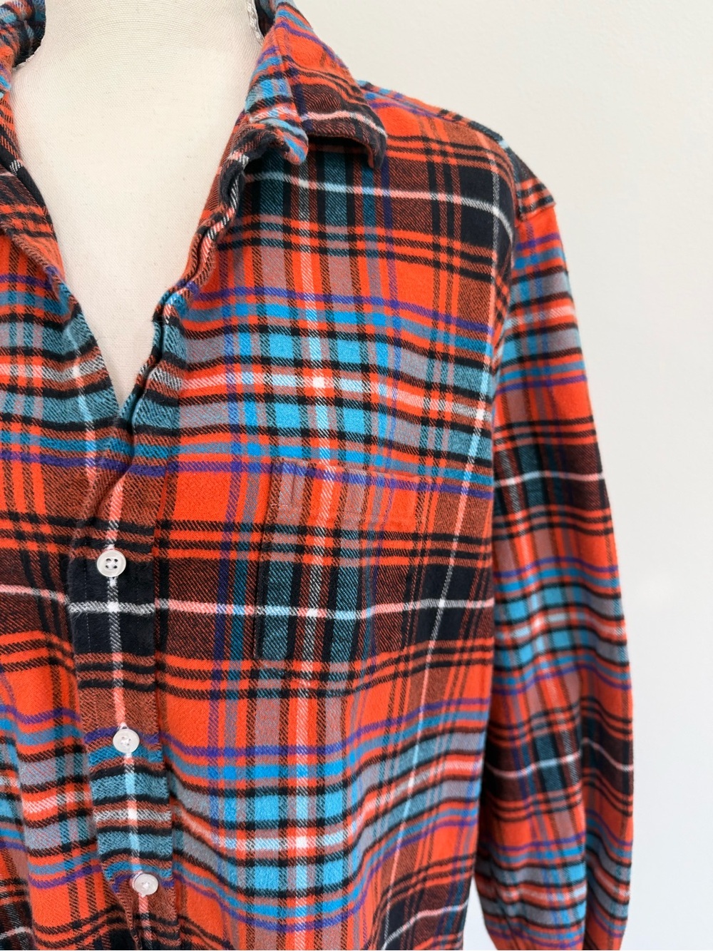 Frank & Eileen The Eileen Button Up in Orang Blue and Black Plaid - Picture 6 of 8